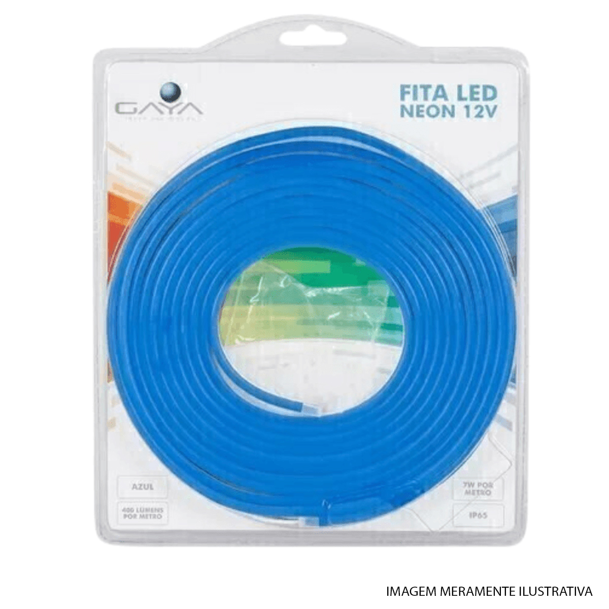 Fita Led Neon 7W/M 12V Azul 400Lm/M Rolo Com 5 Metros 1169 - Gaya