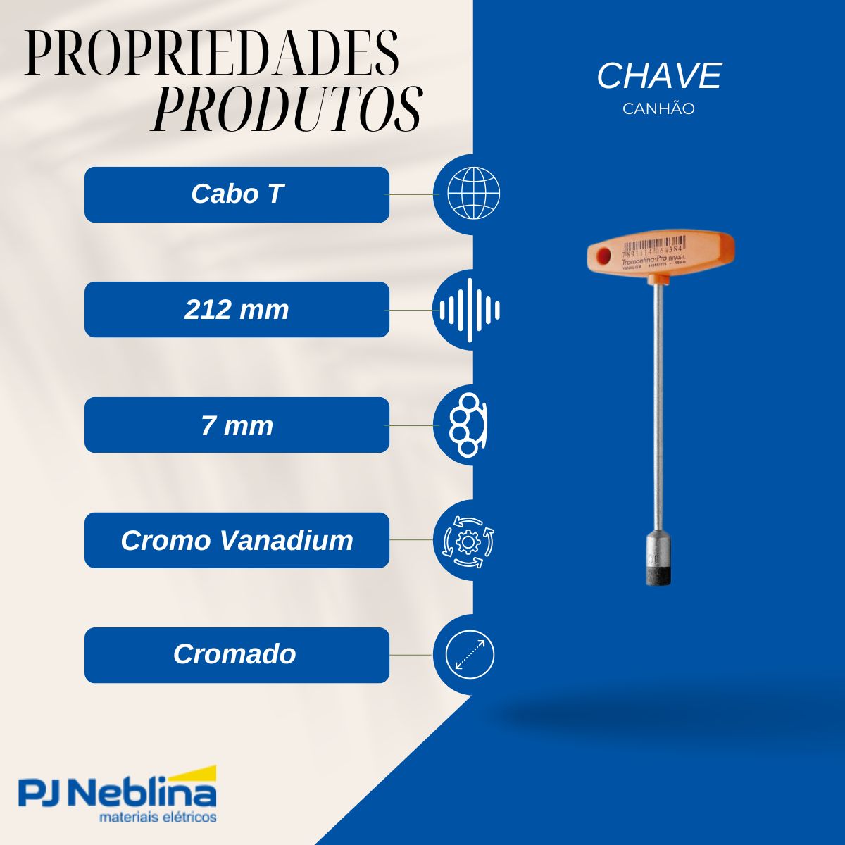 Chave Canhão 7 mm Cabo T Lr - Tramontina