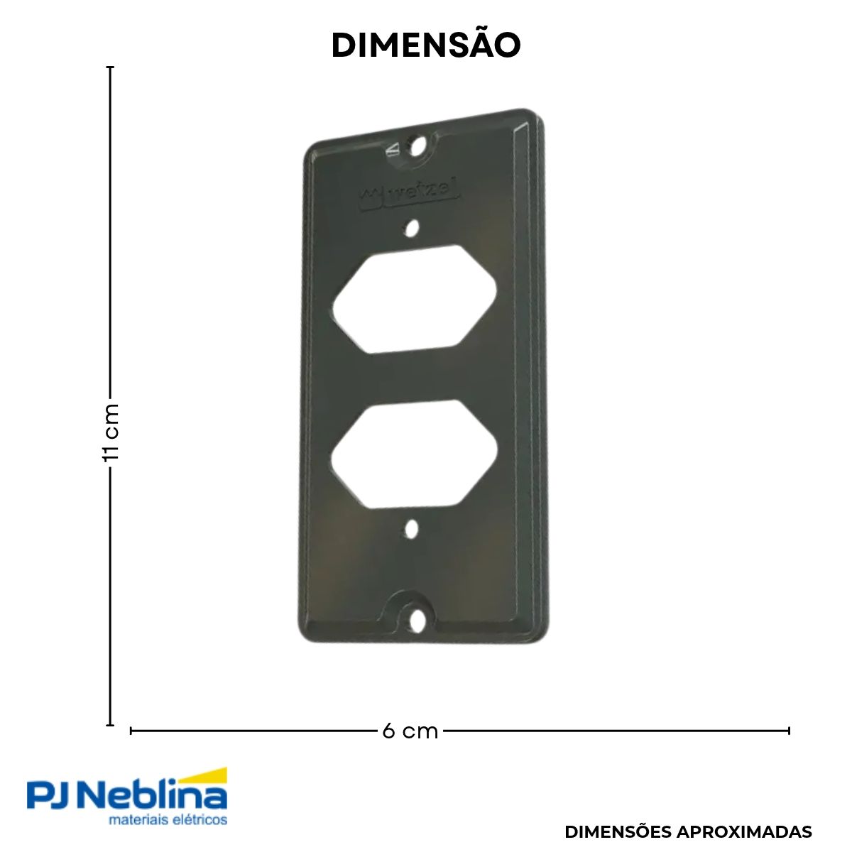 Tampa Condulete 2 Modulo Hexagonal Horizontal Pvc 1Pol Cz S/Vedação - Wetzel