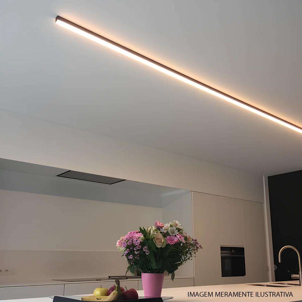 Luminária Perfil Embutir Linear Alumínio Preto 2000X24,7X7Mm 1210 - Gaya