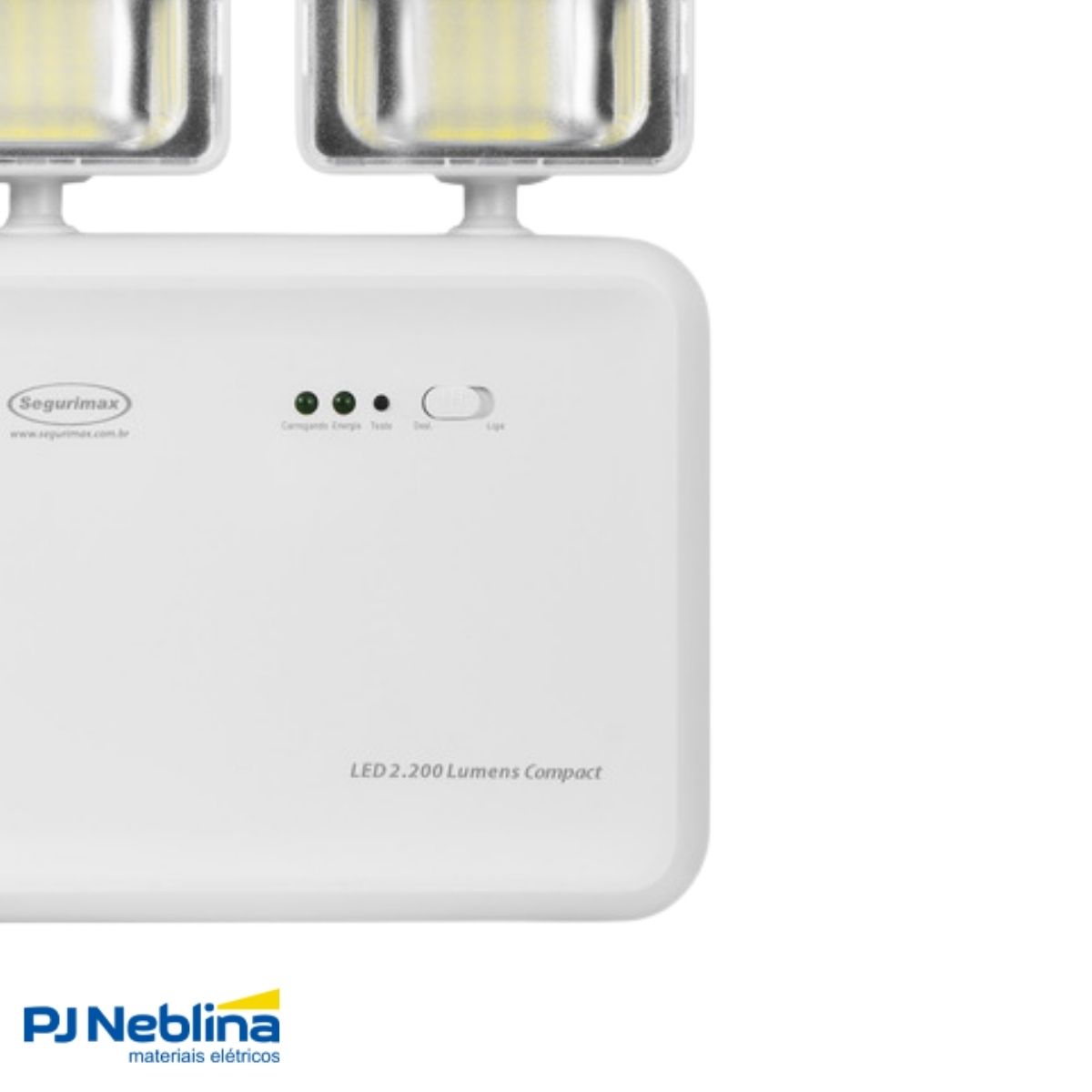 Luminária Emergência Led 2 Faróis Sobrepor Bivolt C/42 Leds 6000K/7000K Branco Frio 2200Lm 6H Ip20 - Segurimax
