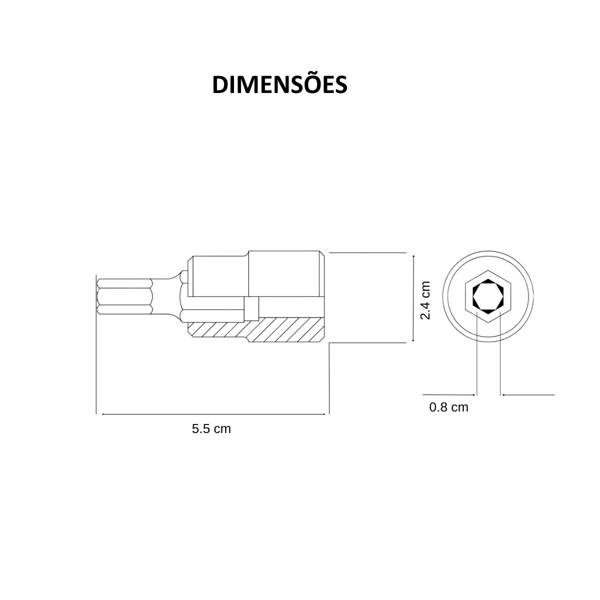 Soquete Hexagonal (Allen) 8Mm Encaixe 1/2 44845108 Tramontina