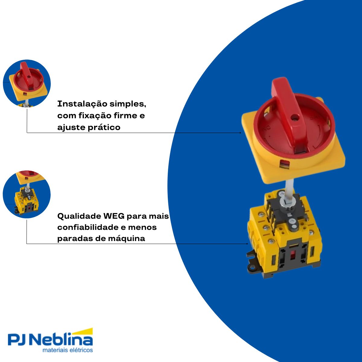 Chave Seccionadora Rotativa Sob Carga 3 Polos 63A Base Manopla Vermelho - Weg