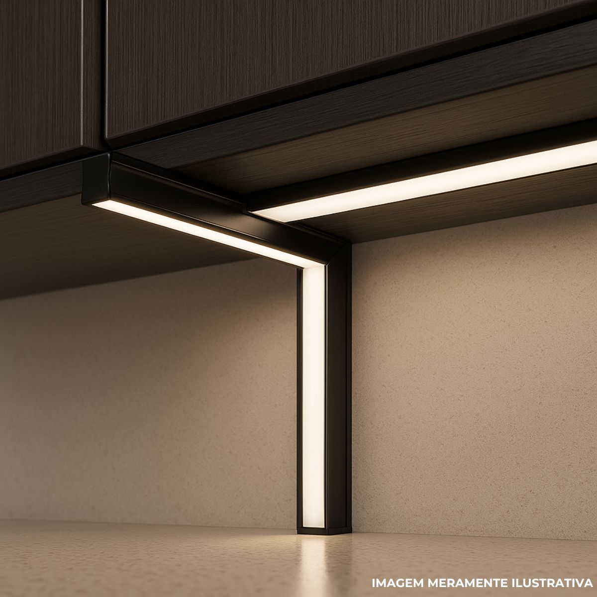 Conector P/ Perfil De Sobrepor 17,2Mmx14,4Mm Conexão Parede-Parede Preto Difusor Branco - Luminatti