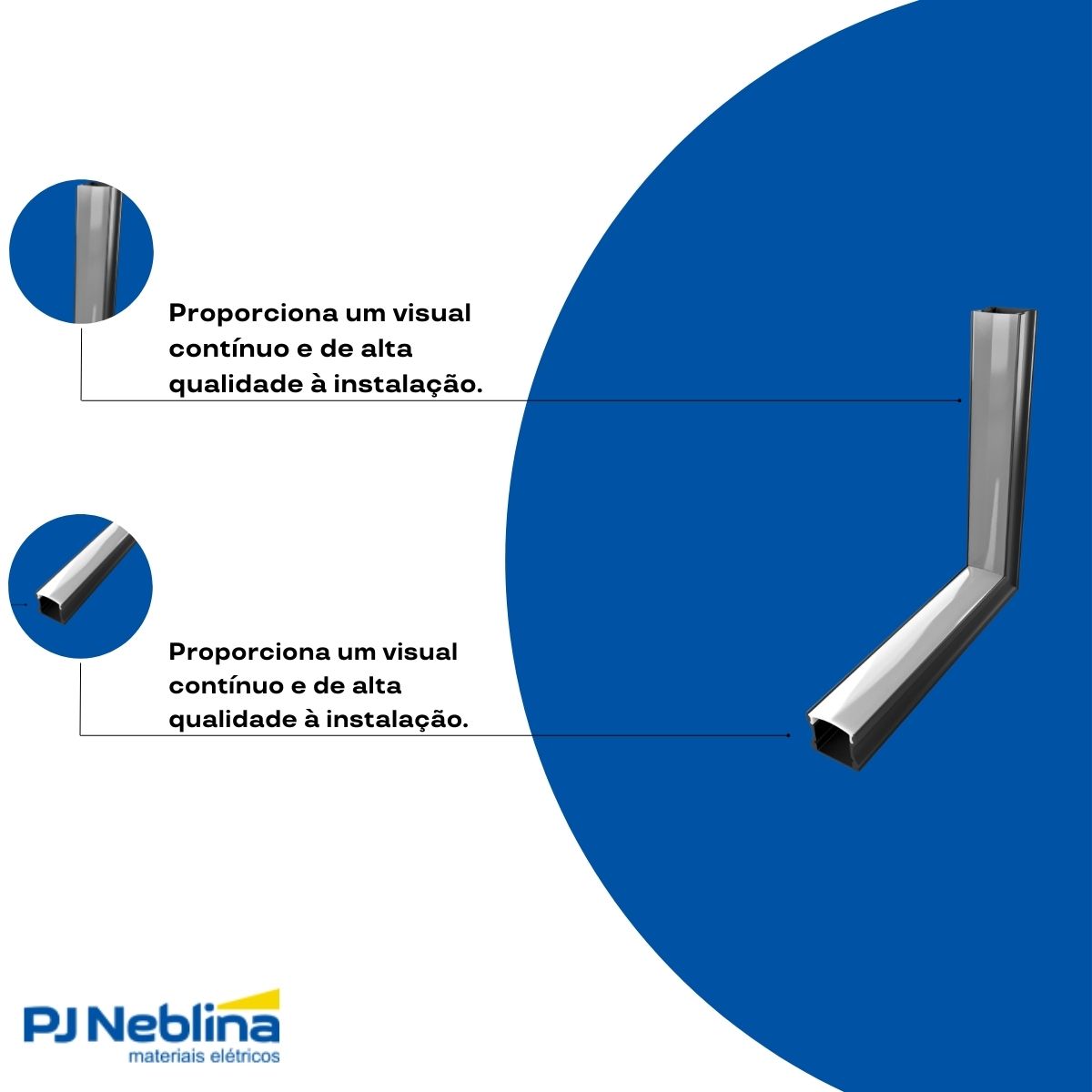 Conector P/ Perfil De Sob. 17,2Mmx14,4Mm Conexão Teto-Parede Preto Difusor Branco - Luminatti