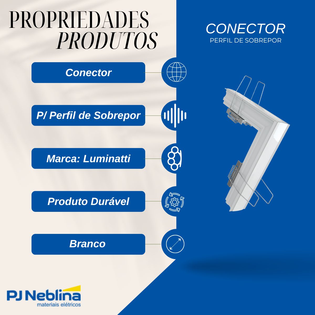 Conector P/ Perfil De Sobrepor 35Mmx25Mm Conexão Joelho Positivo Branco Difusor Branco - Luminatti