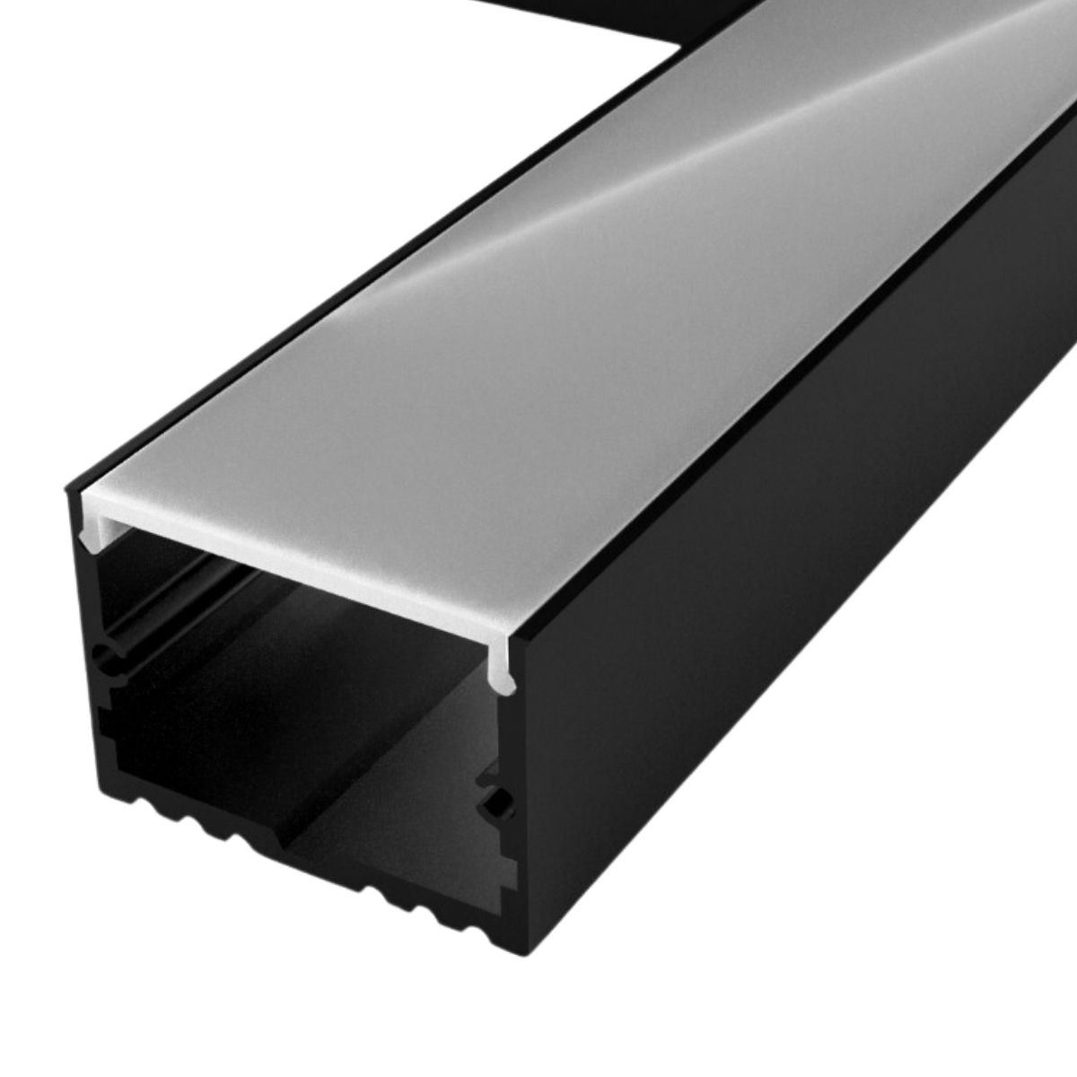 Conector P/ Perfil De Sobrepor 35Mmx25Mm Conexão Parede/Parede Preto Difusor Branco - Luminatti