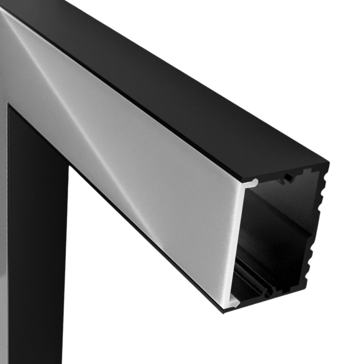 Conector P/ Perfil De Sobrepor 35Mmx25Mm Conexão Parede/Parede Preto Difusor Branco - Luminatti