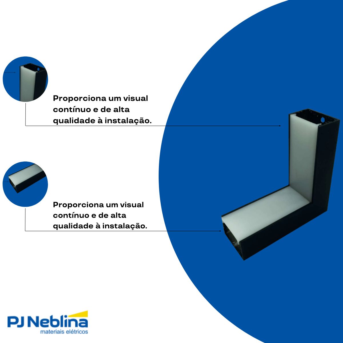 Conector P/ Perfil De Sobrepor 35Mmx25Mm Conexão Teto/Parede Preto Difusor Branco - Luminatti