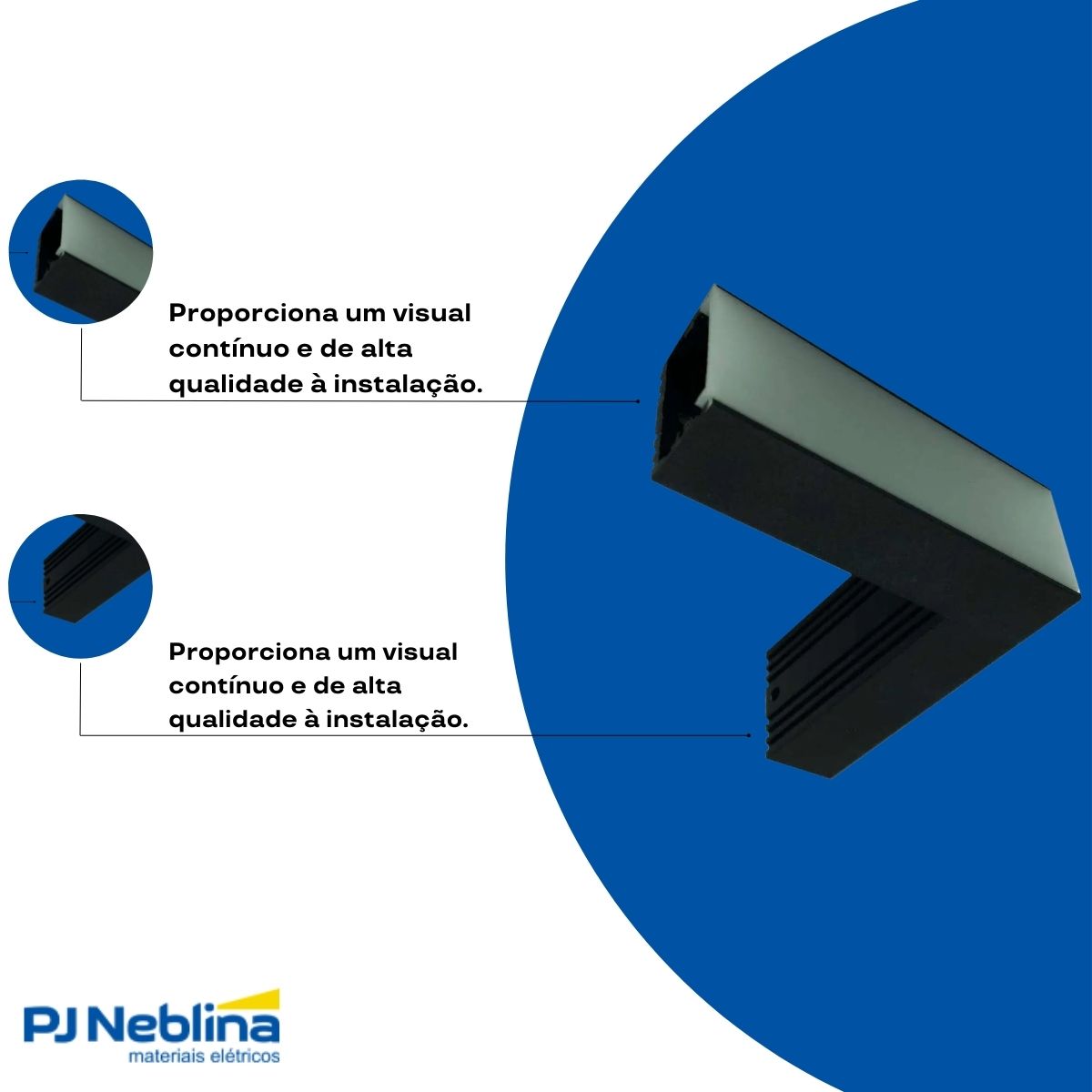 Conector P/ Perfil De Sobrepor 35Mmx25Mm Conexão Joelho Positivo Preto Difusor Branco - Luminatti