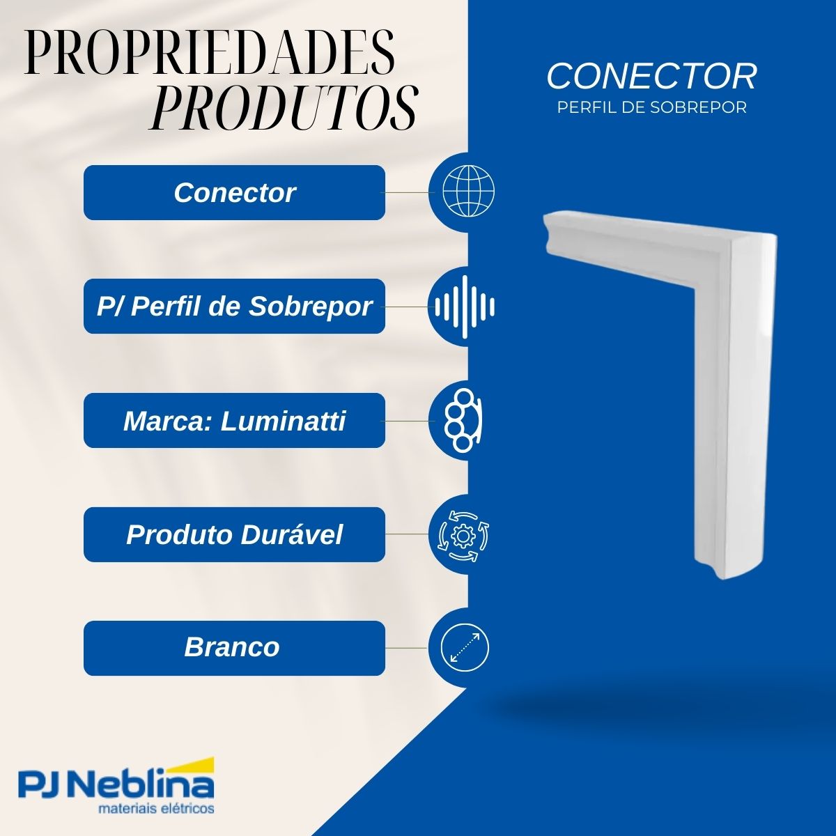 Conector P/ Perfil Nano De Sobrepor 17,5Mmx9Mm Conexão Joelho Positivo Branco Difusor Branco - Luminatti
