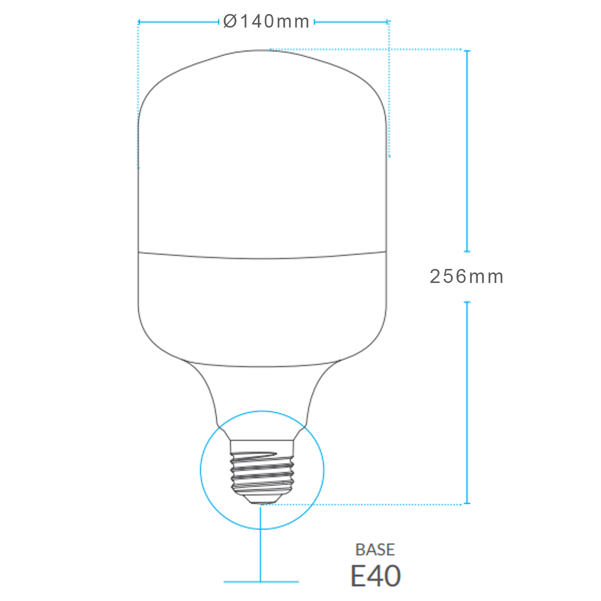 Lâmpada Led Bulbo Alta Potência T 150W Bivolt E40 6500K Luz Branca 11250Lm 25000H 140x256mm Avant