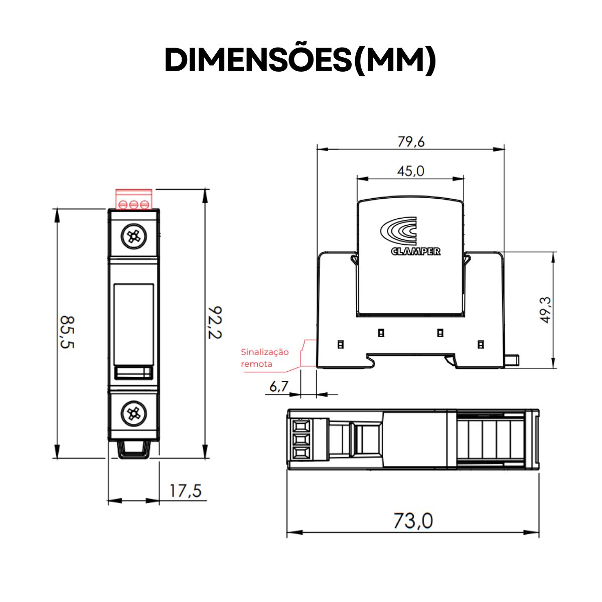 Protetor DPS Monobloco Front V 175V 15kA Vermelho - Clamper