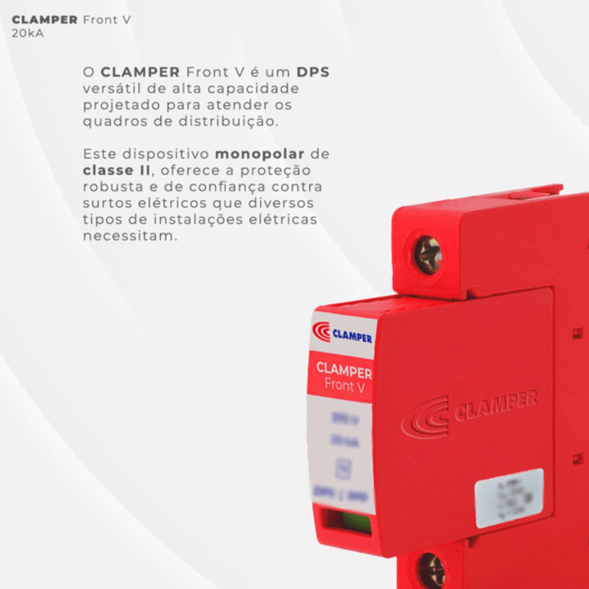 Protetor Surto Dps Monobloco Front V 175V 20Ka Vermelho Classe II - Clamper