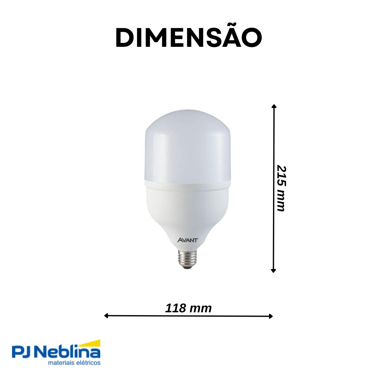 Lâmpada Led Bulbo Alta Potencia T 50W Bivolt E27 6500K Branco Frio Luz Branca 4000Lm - Avant