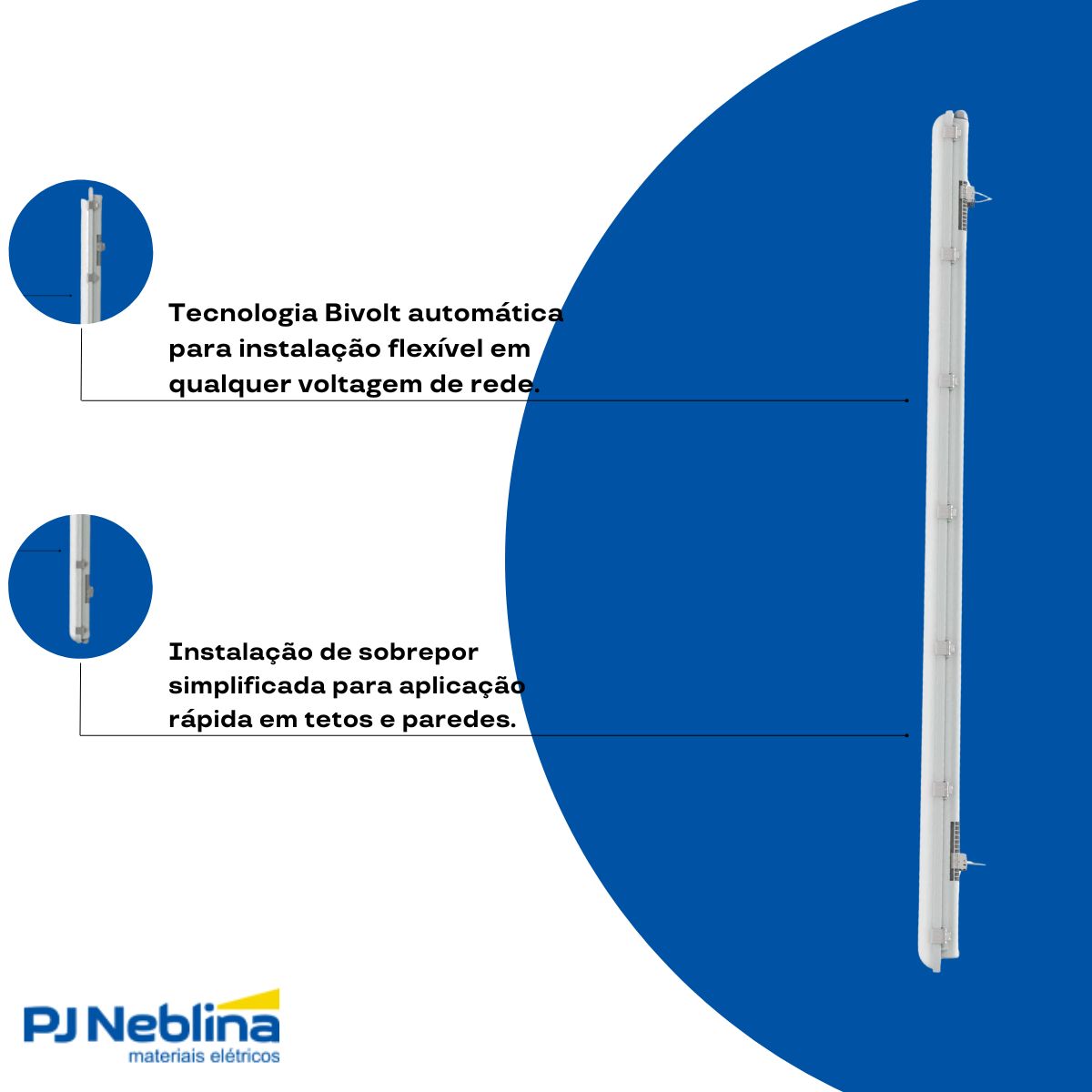 Luminária Hermética Led Sobrepor 58W Bivolt 6500K Branco Frio Cinza Difusor Policarbonato 8700Lm Ip65 - Ledvance