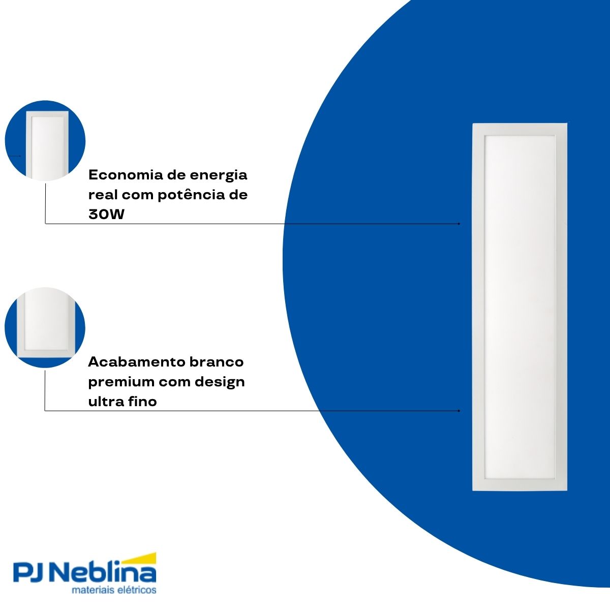 Luminária Painel Led Sobrepor Retangular Branco 30W Bivolt 4000K Branco Neutro 2400Lm Difusor Acrílico - Bronzearte