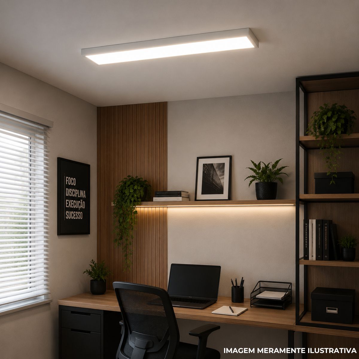 Luminária Painel Led Sobrepor Retangular Branco 30W Bivolt 4000K Branco Neutro 2400Lm Difusor Acrílico - Bronzearte