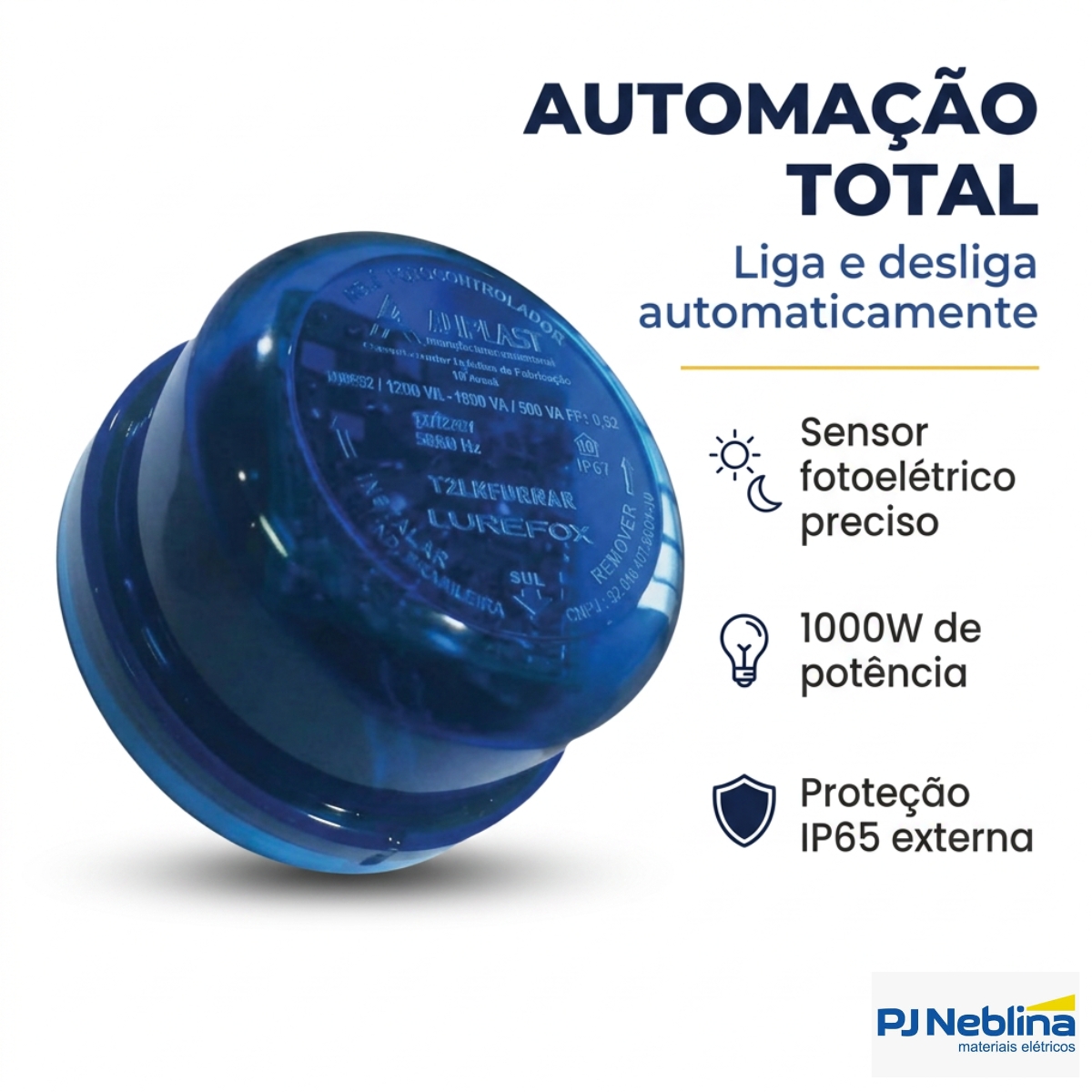 Rele Fotoelétrico Eletrônico 1000W 1Nf 105-305V Az Embalagem Blister - Aliplast