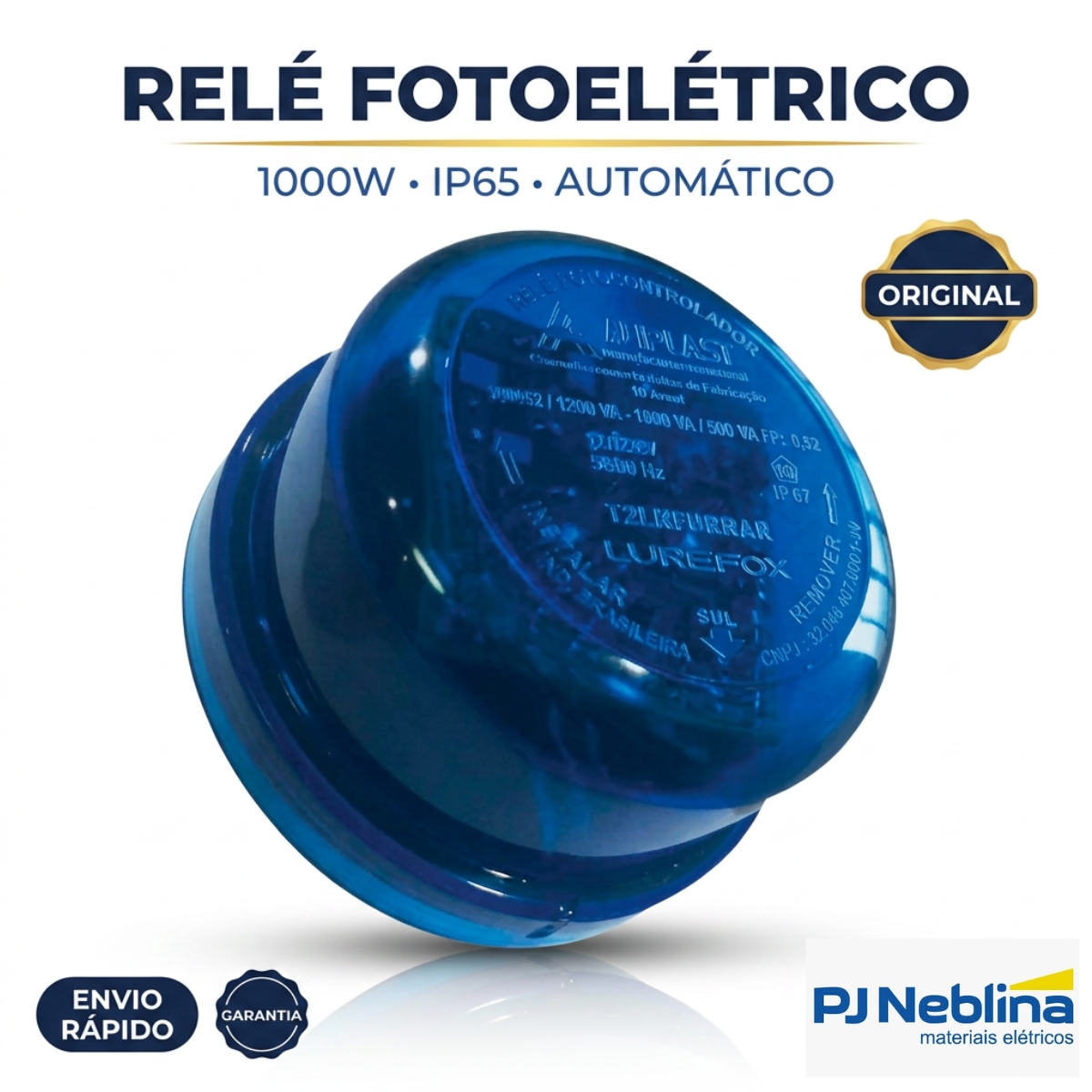 Rele Fotoelétrico Eletrônico 1000W 1Nf 105-305V Azul Embalagem Papel Cartonado - Aliplast