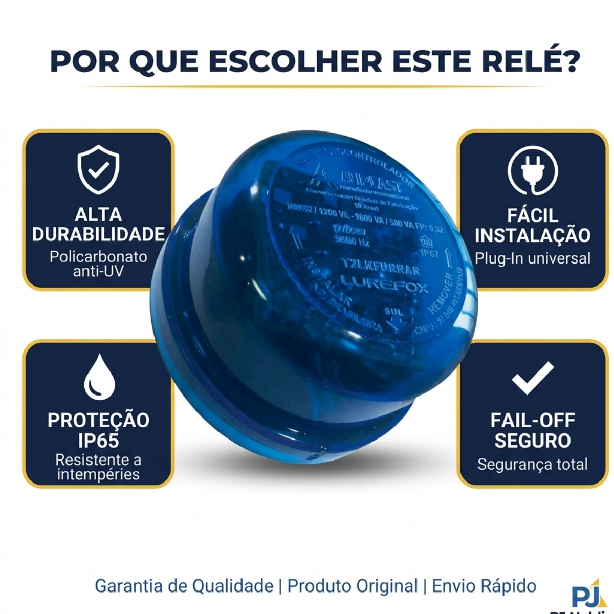 Rele Fotoelétrico Eletrônico 1000W 1Nf 105-305V Azul Embalagem Papel Cartonado - Aliplast