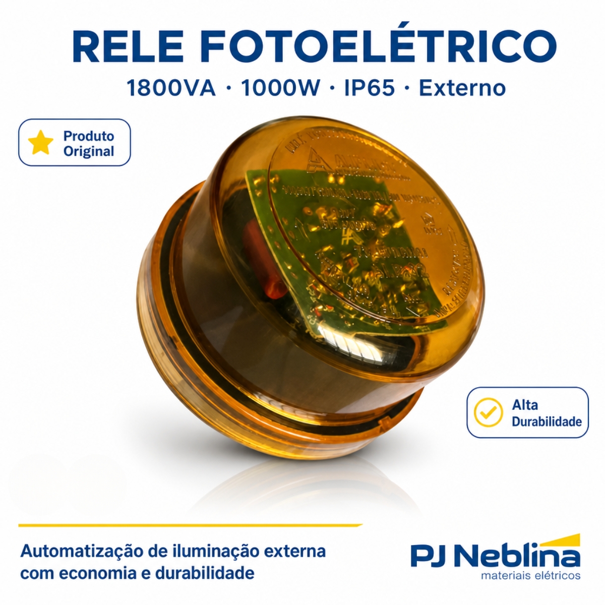 Rele Fotoelétrico Eletrônico 1800Va(1000W) 1Nf 220V Laranja Embalagem Papel Cartonado - Aliplast