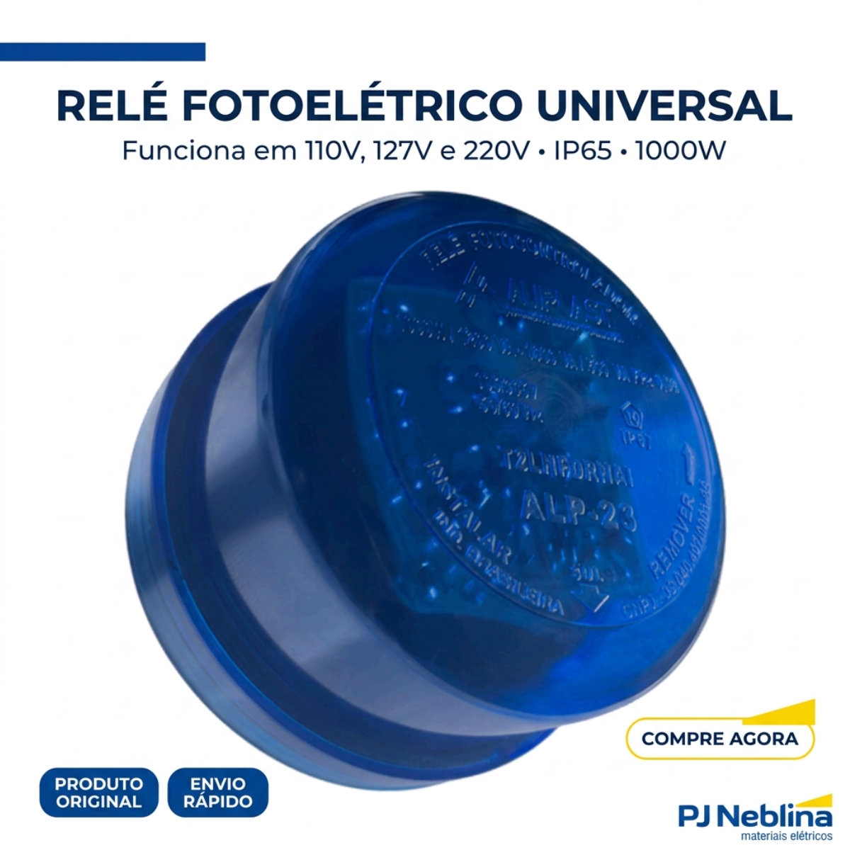 Rele Fotoelétrico Eletrônico 1800Va(1000W) 1Nf 105-305V Azul Embalagem Blister - Aliplast