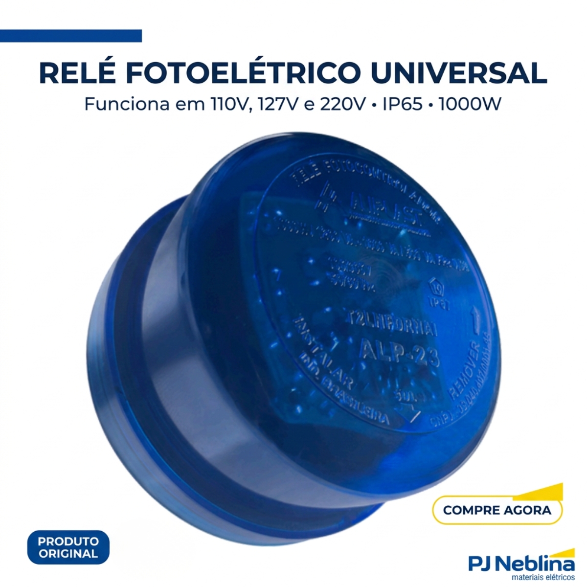 Rele Fotoelétrico Eletrônico 1800Va(1000W) 1Nf 105-305V Azul Embalagem Blister - Aliplast