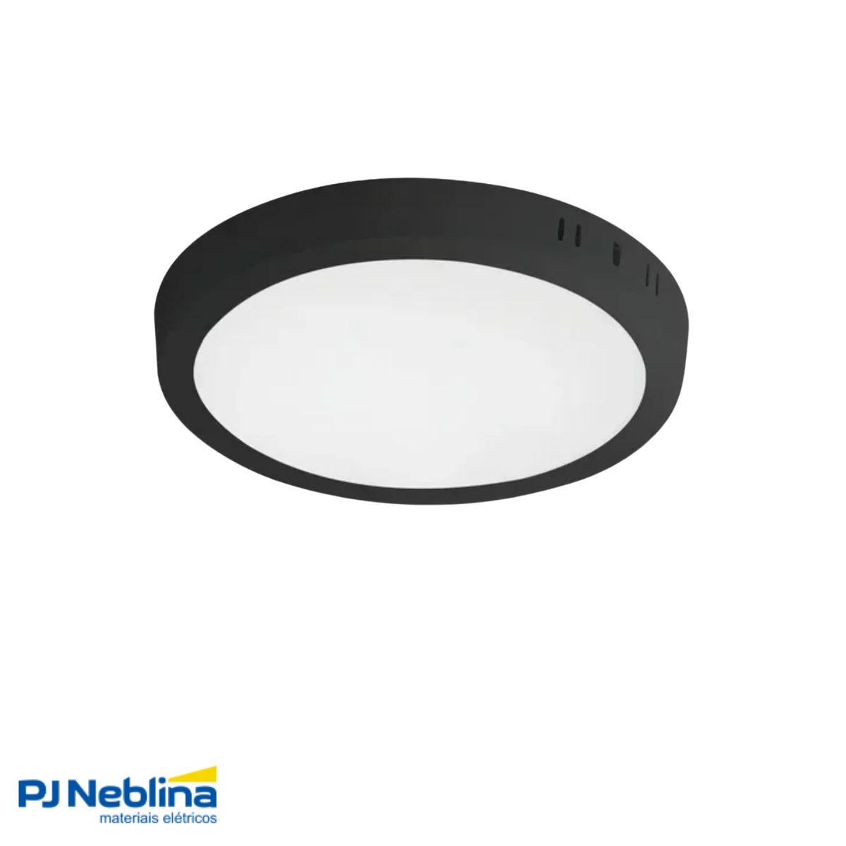 Luminária Painel Led Sobrepor Redondo Preto 18W Bivolt 6500K Branco Frio 1530Lm - Bronzearte