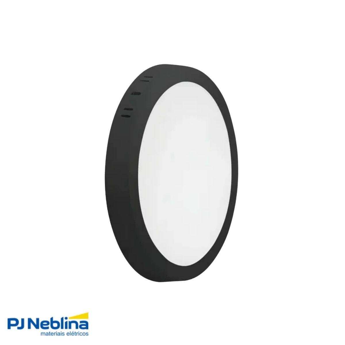 Luminária Painel Led Sobrepor Redondo Preto 18W Bivolt 6500K Branco Frio 1530Lm - Bronzearte