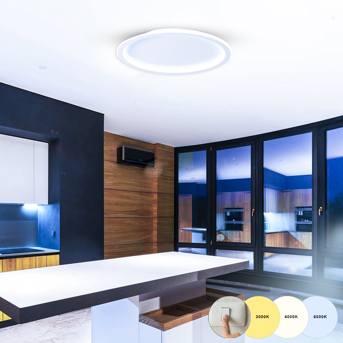 Luminária Plafon Led Sobrepor Slin Redondo Branco 36/72W Bivolt Luz Amarela/Neutra/Branca 3000/4000/6000K - Hevvy