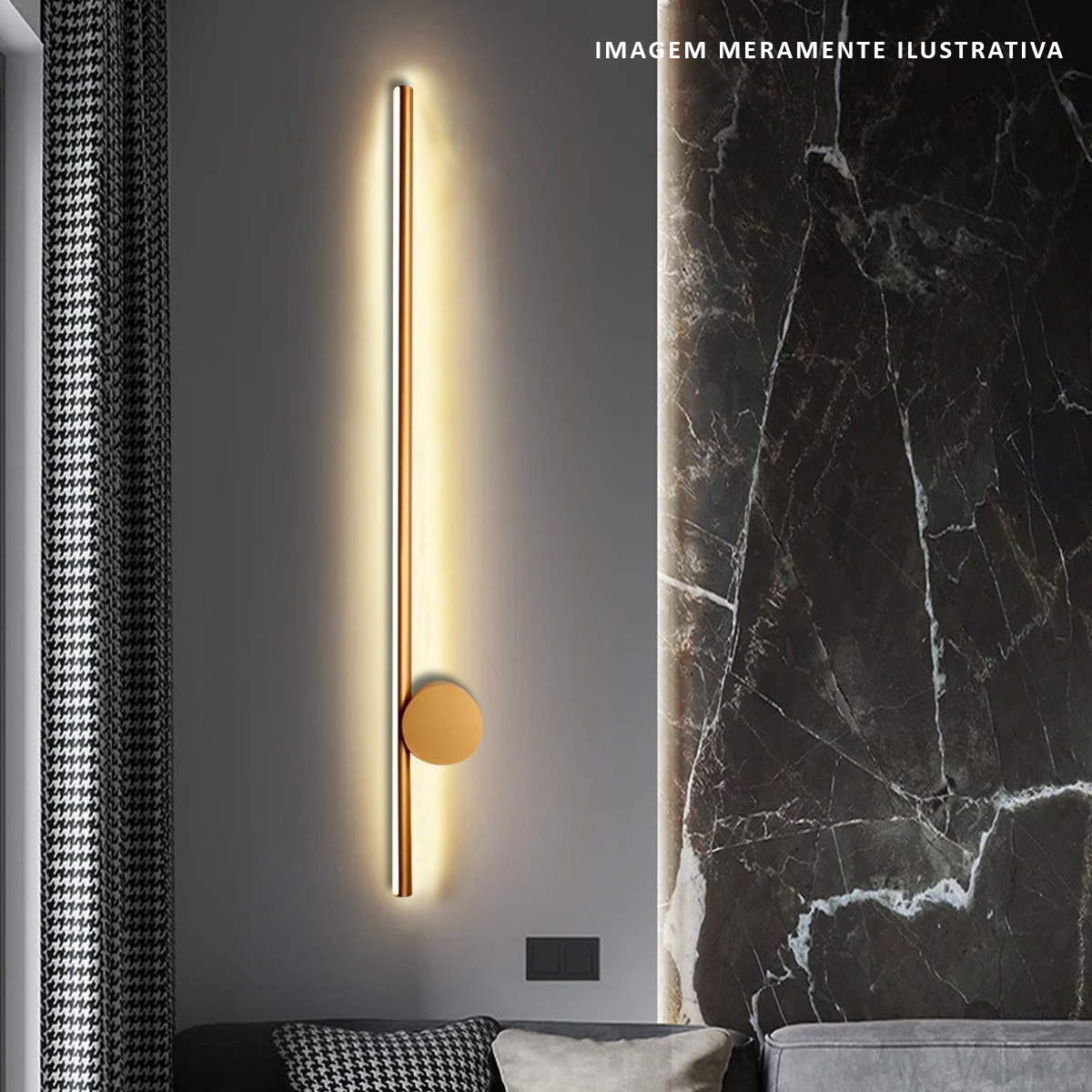 Luminária Arandela Led Choice Dourado 9W Bivolt Luz Amarela 3000K 900Lm - Hevvy