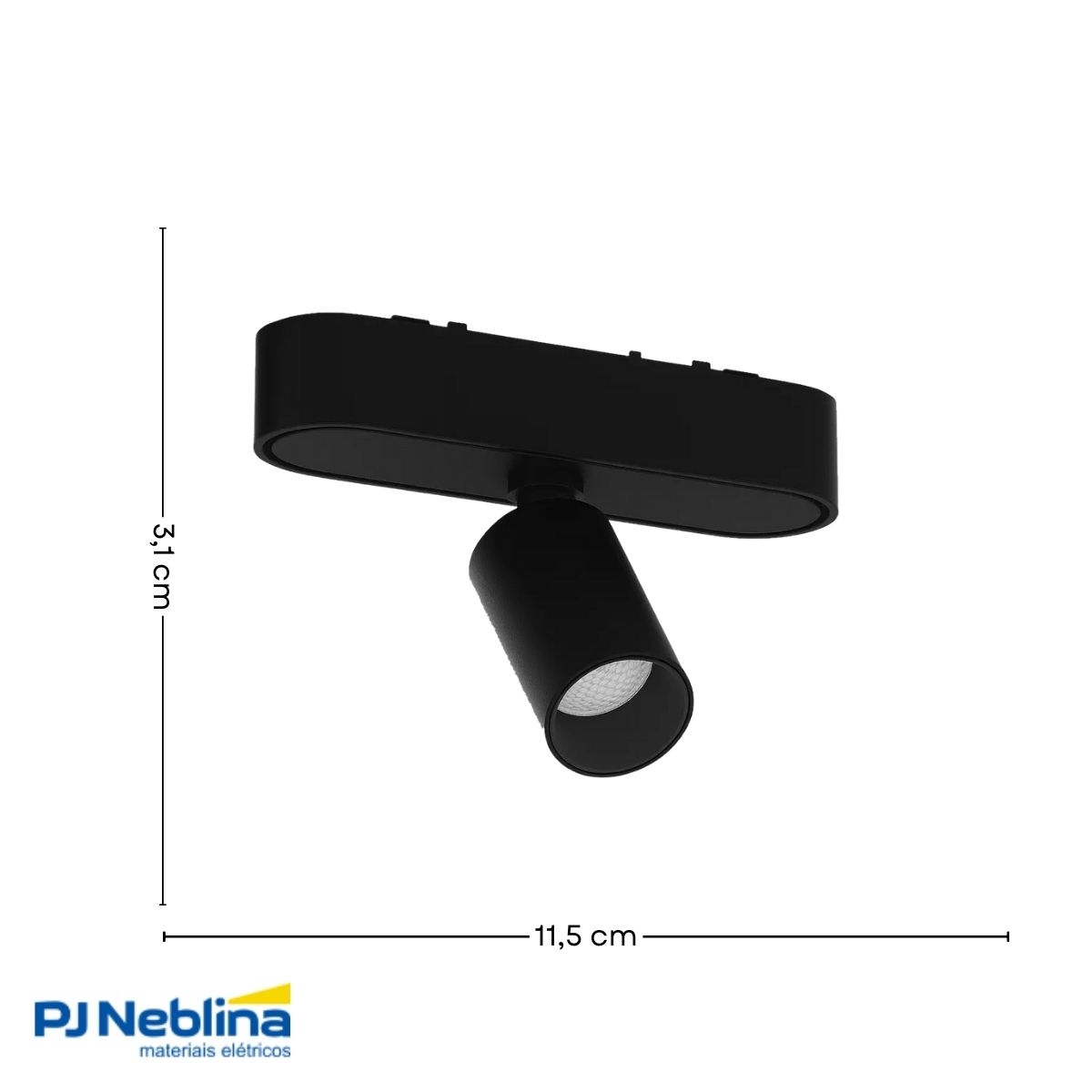 Luminária Spot Led Trilho Magnético Preto 5W 48V 3000K Branco Quente 400Lm - Hevvy