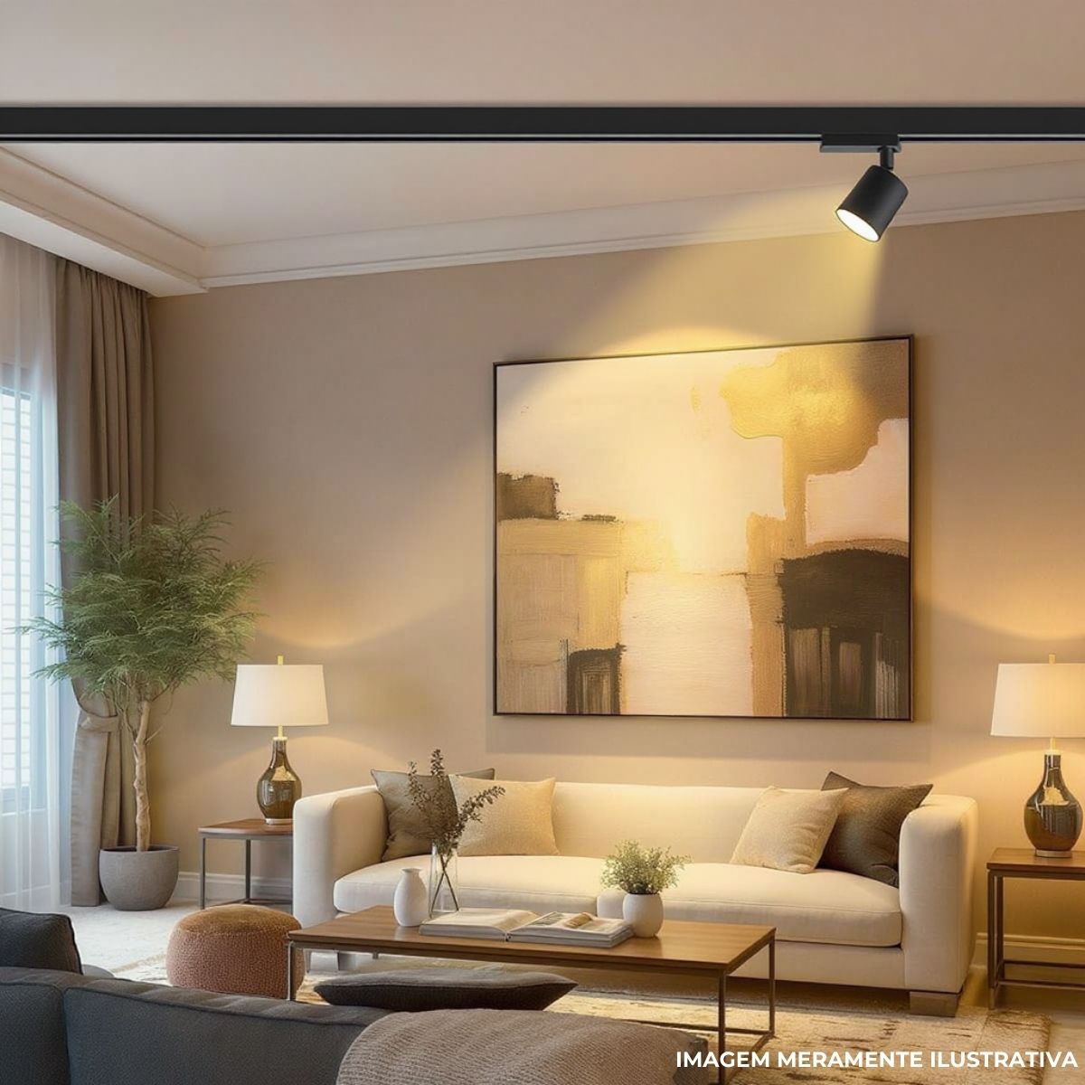 Luminária Spot Led Trilho Magnético Preto 5W 48V 3000K Branco Quente 400Lm - Hevvy