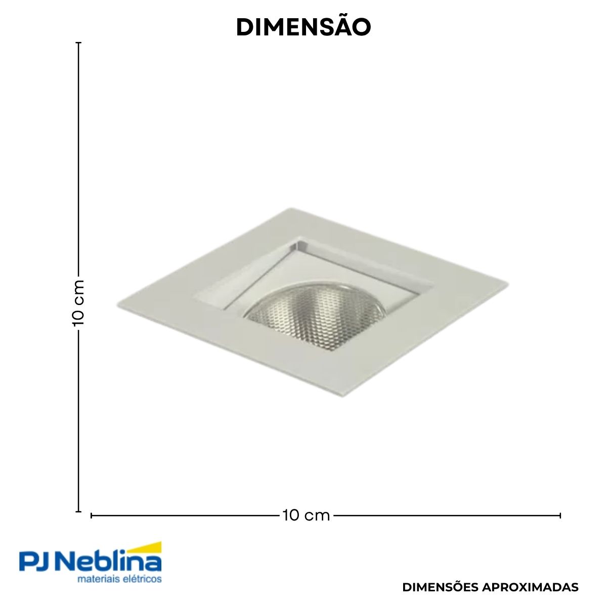 Luminária Spot Embutir Quadrado Preto P/Lâmpada Par20 7W E27 Foco Direcionável/Recuado - Golight