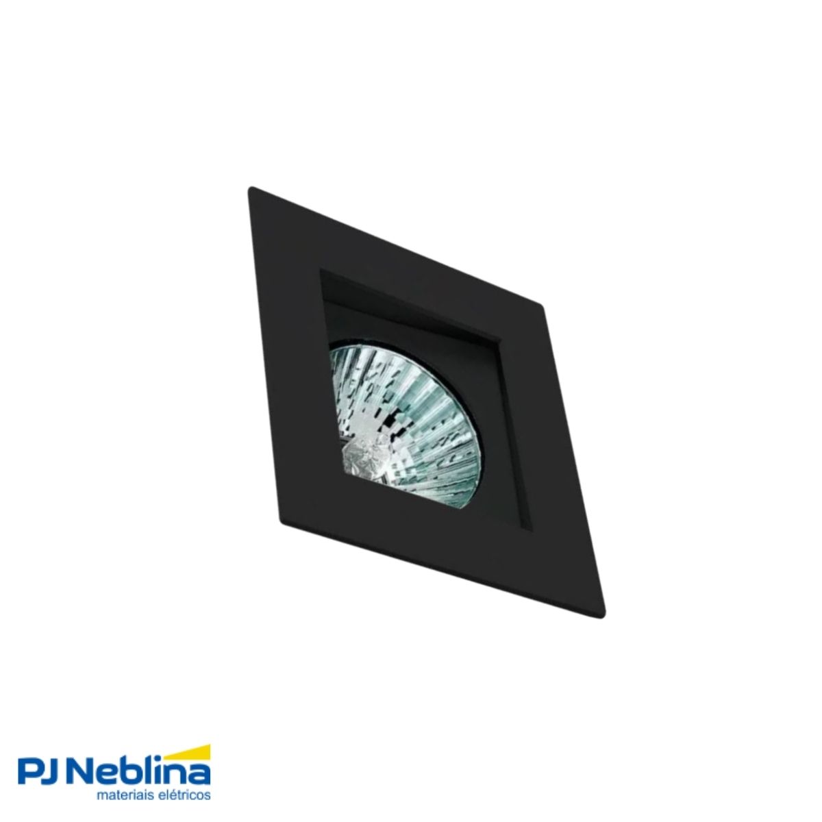 Luminária Spot Embutir Quadrado Preto P/Lâmpada Ar70 7W Gz10 Foco Direcionável/Recuado - Golight