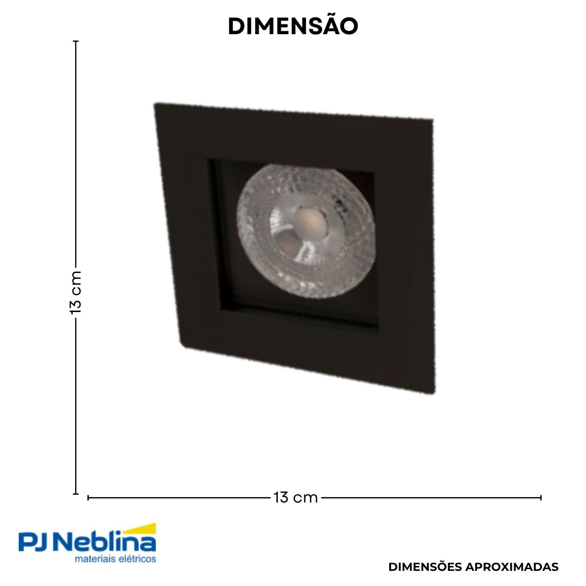 Luminária Spot Embutir Quadrado Preto P/Lâmpada Par30 9W E27 Bivolt Foco Direcionável/Recuado - Golight