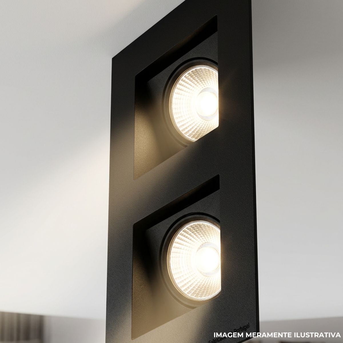 Luminária Spot Embutir Quadrado Preto P/Lâmpada Par30 9W E27 Bivolt Foco Direcionável/Recuado - Golight