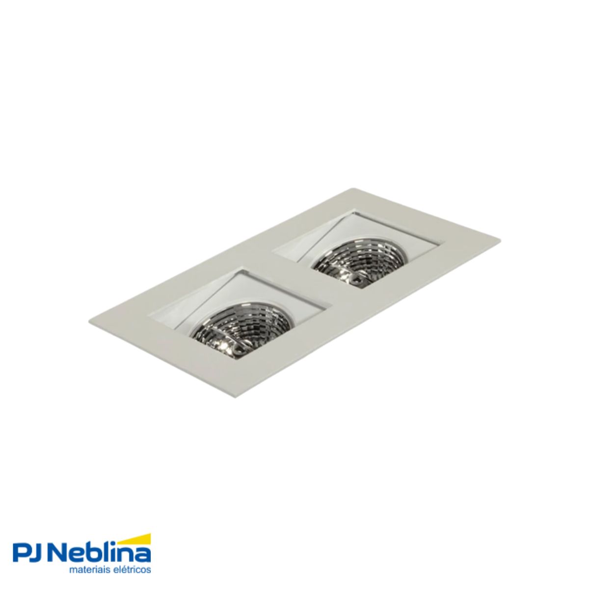 Luminária Spot Embutir Quadrado Preto P/Lâmpada Ar70 2X7W Gz10 Bivolt Foco Direcionável/Recuado - Golight