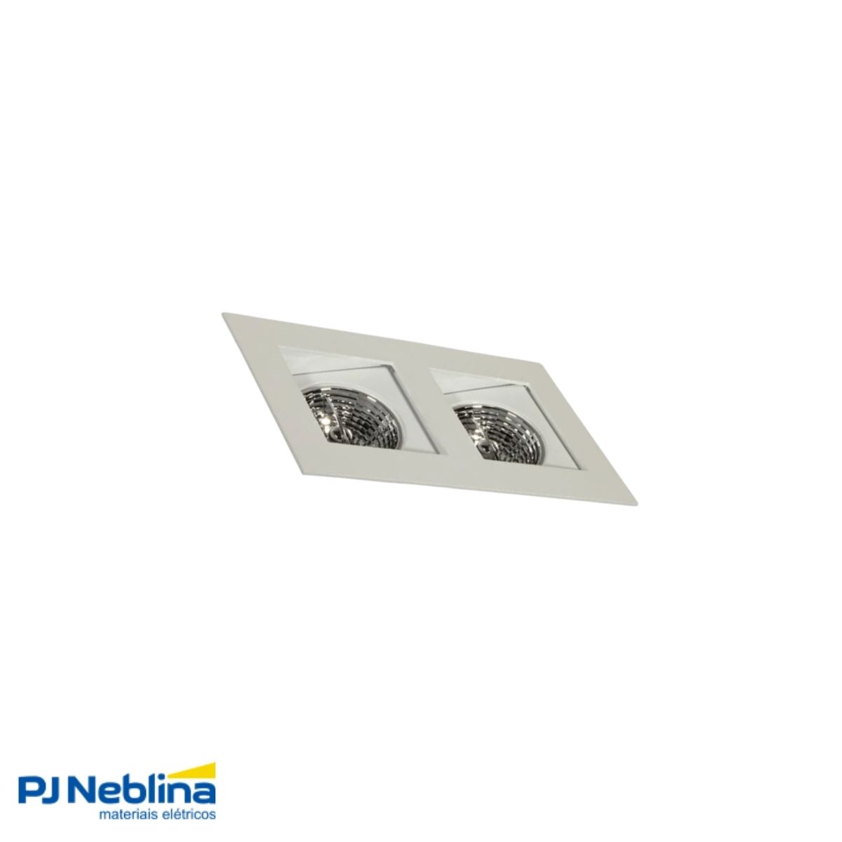 Luminária Spot Embutir Quadrado Preto P/Lâmpada Ar70 2X7W Gz10 Bivolt Foco Direcionável/Recuado - Golight