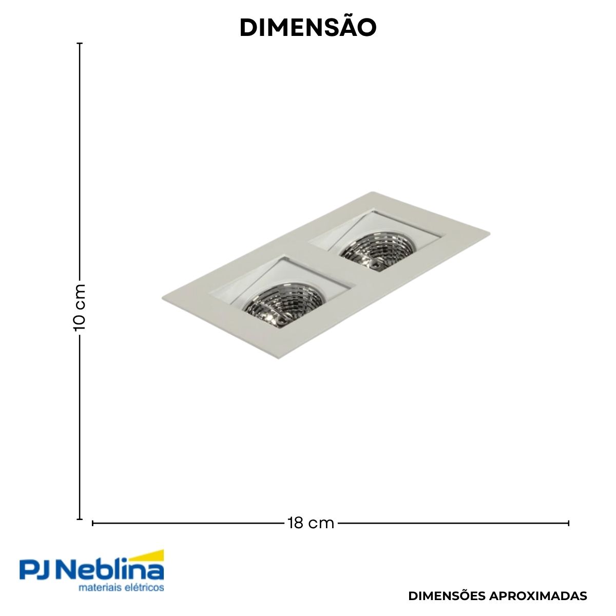 Luminária Spot Embutir Quadrado Preto P/Lâmpada Ar70 2X7W Gz10 Bivolt Foco Direcionável/Recuado - Golight