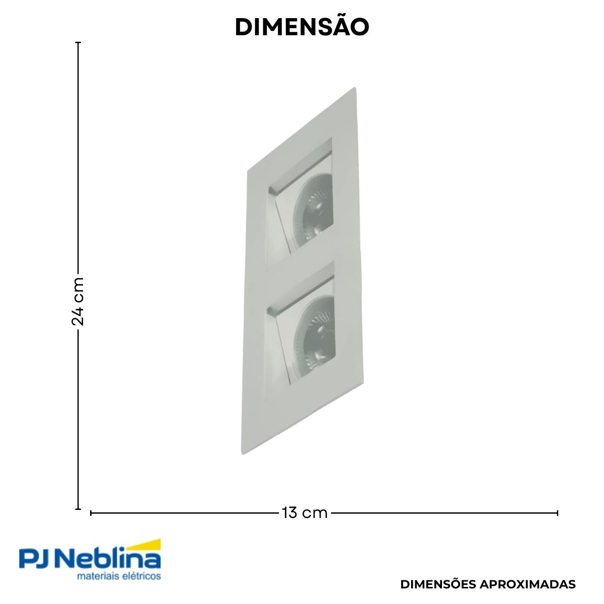 Luminária Spot Embutir Quadrado Preto P/Lâmpada Par30 2X9W E27 Bivolt Foco Direcionável/Recuado - Golight