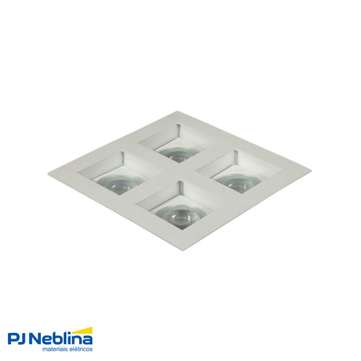 Luminária Spot Embutir Quadrado Branco P/Lâmpada Par16 4X7W Gz10 Bivolt Foco Direcionável/Recuado - Golight