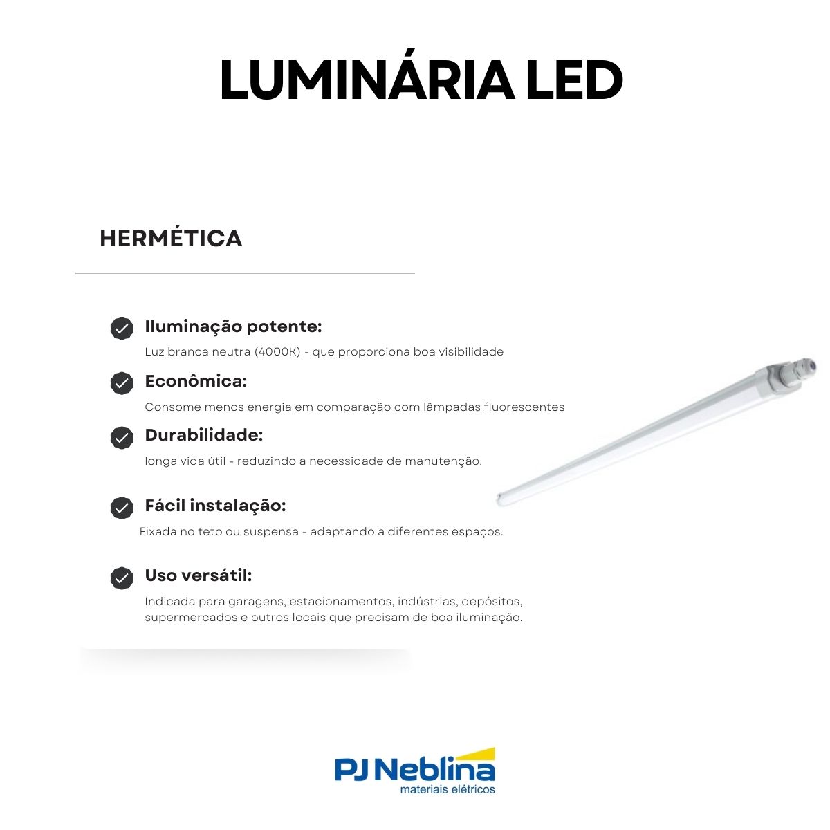 Luminaria Hermetica Led Sobrepor 44w 220-240v 4000k Branco N