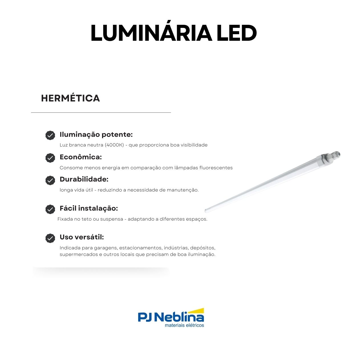 Luminaria Hermetica Led Sobrepor 53w 220-240v 4000k Branco N
