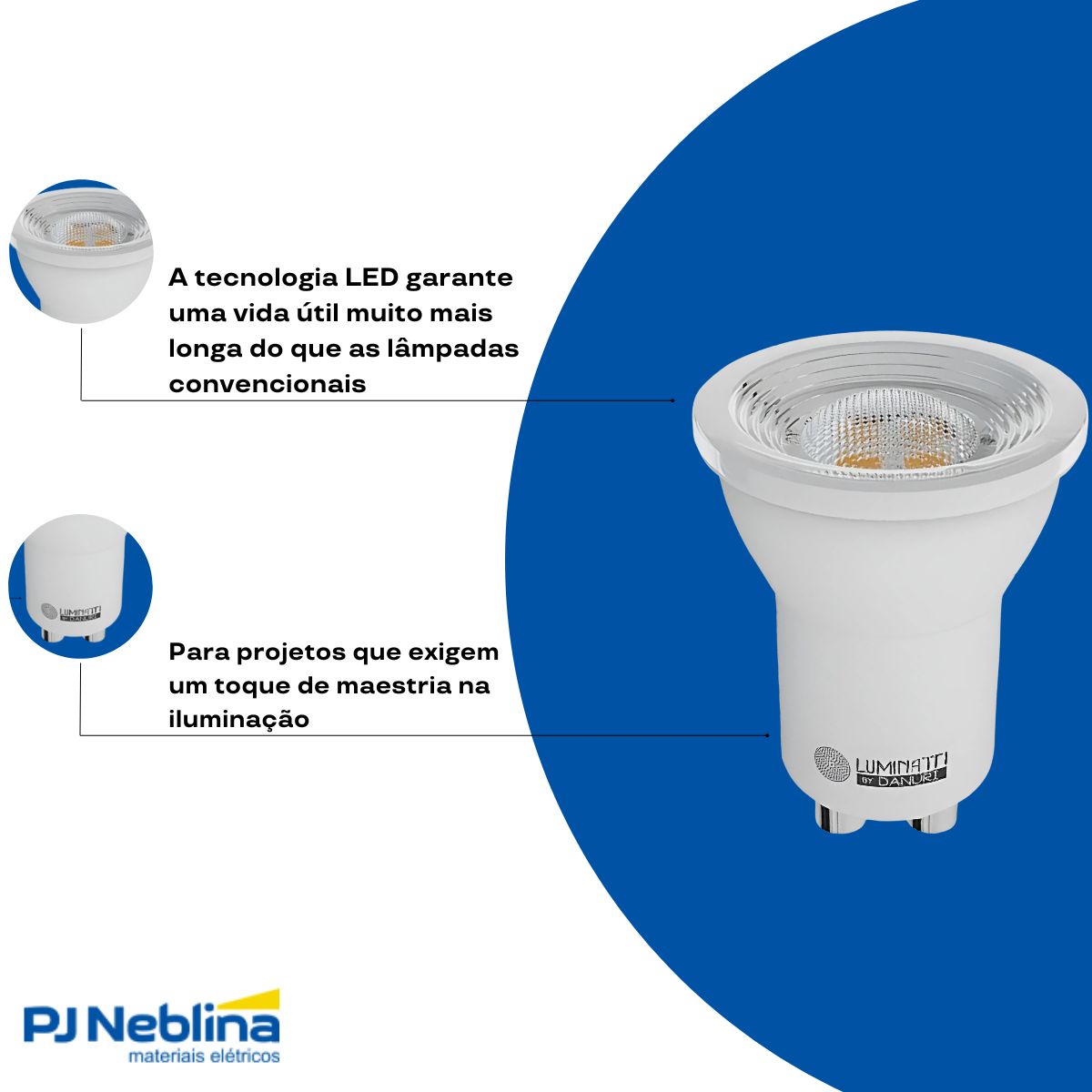 Lâmpada Led Dicroica Mr11 4W Bivolt Gu10 4000K Branco Neutro Luz Branca 250Lm 38G - Luminatti