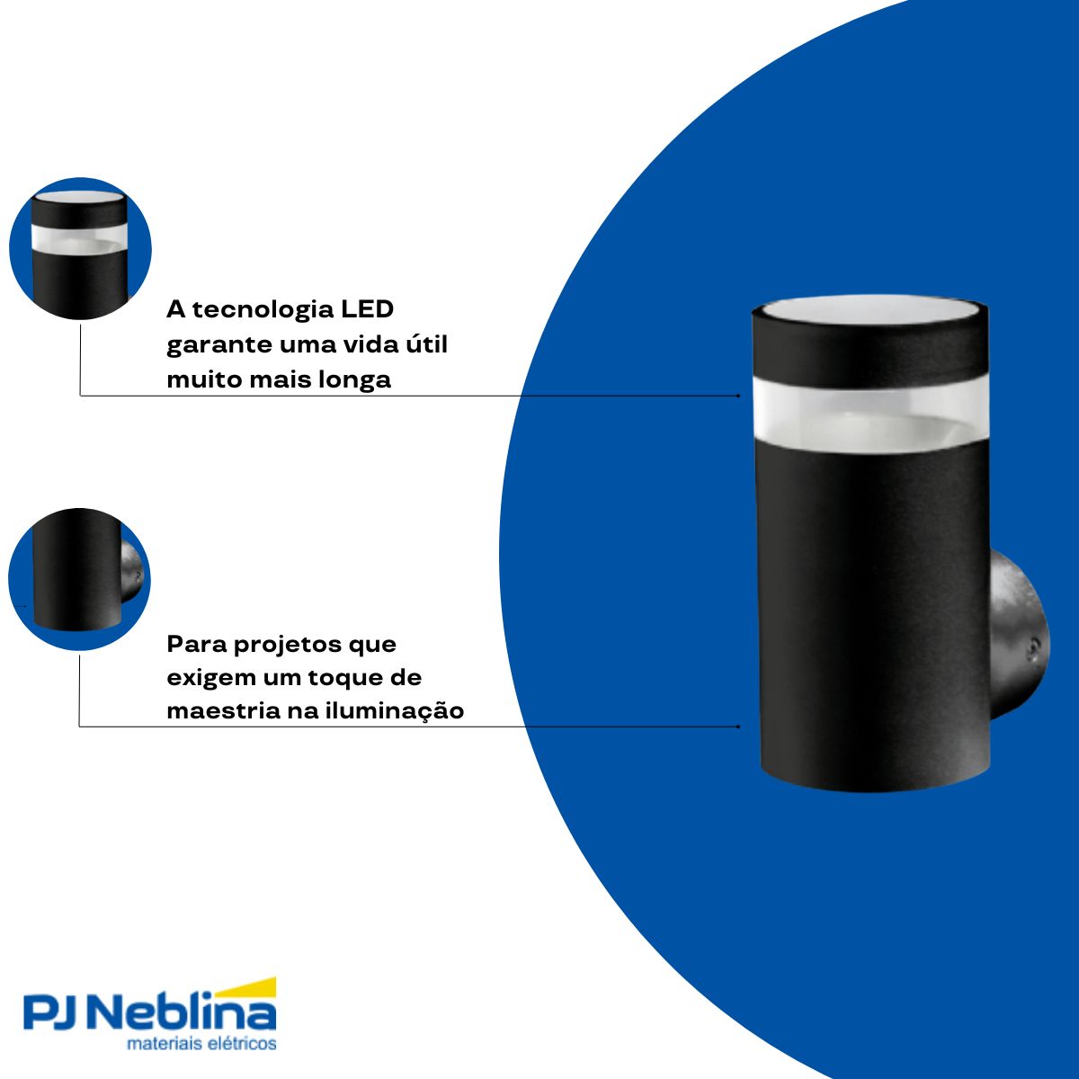 Luminária Arandela Led Vitro Tube Preto 9W Bivolt 2700K Branco Quente 800Lm - Luminatti