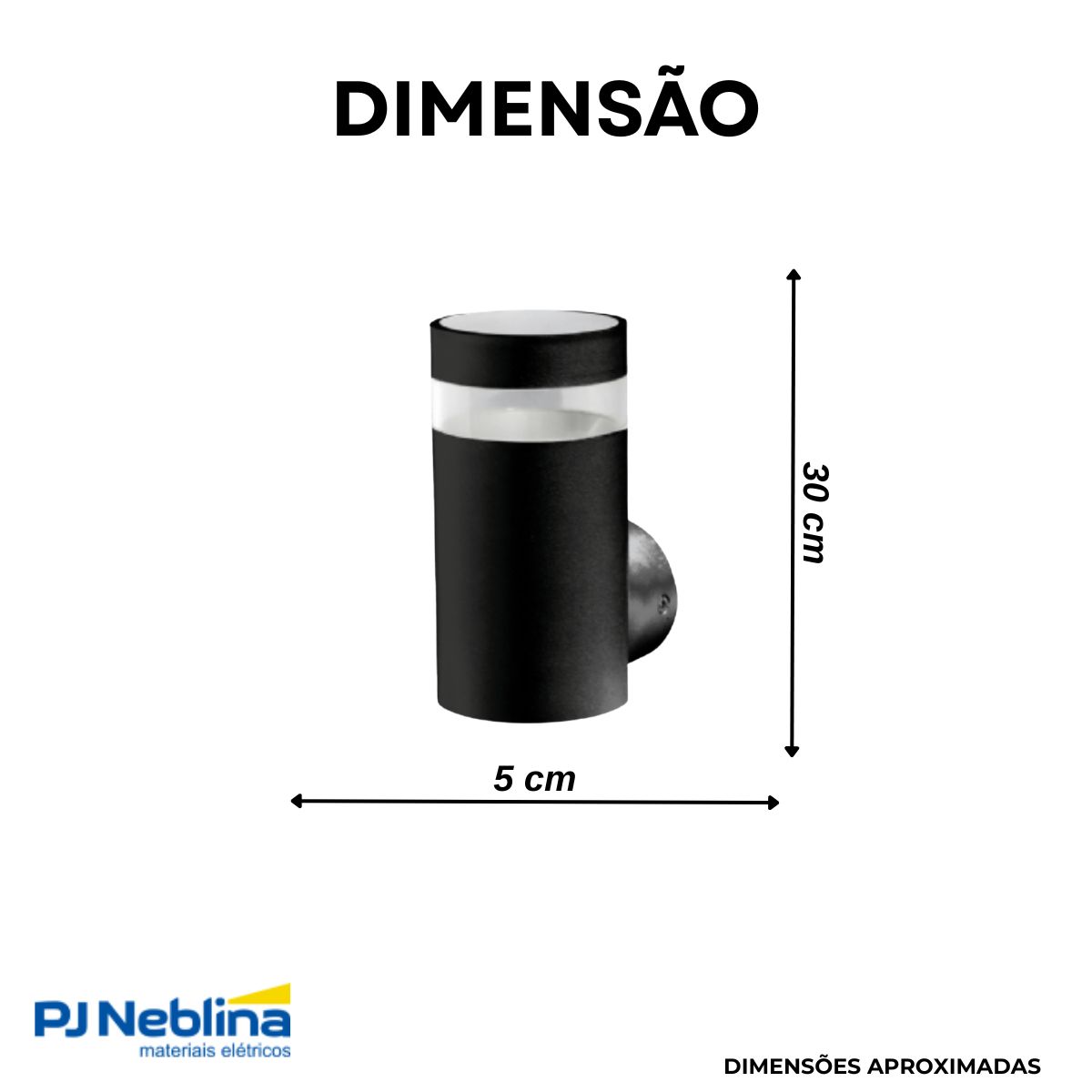 Luminária Arandela Led Vitro Tube Preto 9W Bivolt 2700K Branco Quente 800Lm - Luminatti