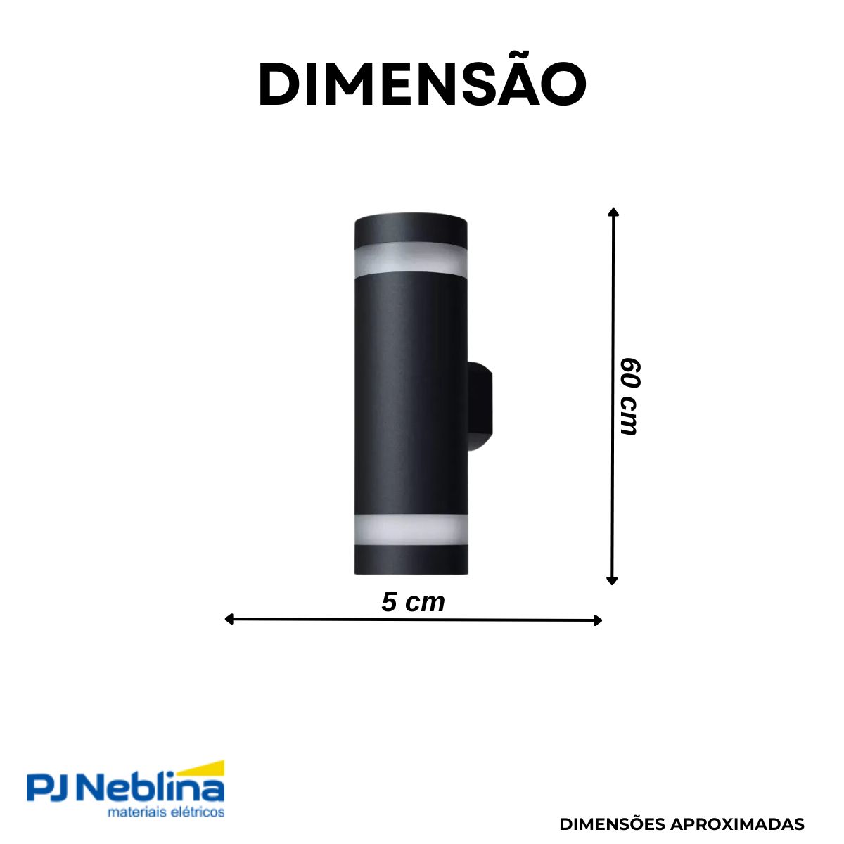 Luminária Arandela Led Vitro Tube Preto 18W Bivolt 2700K Branco Quente 1600Lm - Luminatti