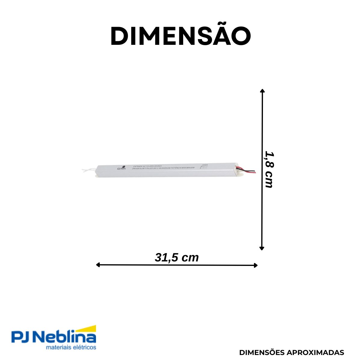 Driver Led Slim 60W 2,5A 24V Bivolt Ip20 - Gaya